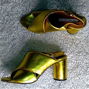& Other Stories Metallic Gold criss cross sling backs size 8